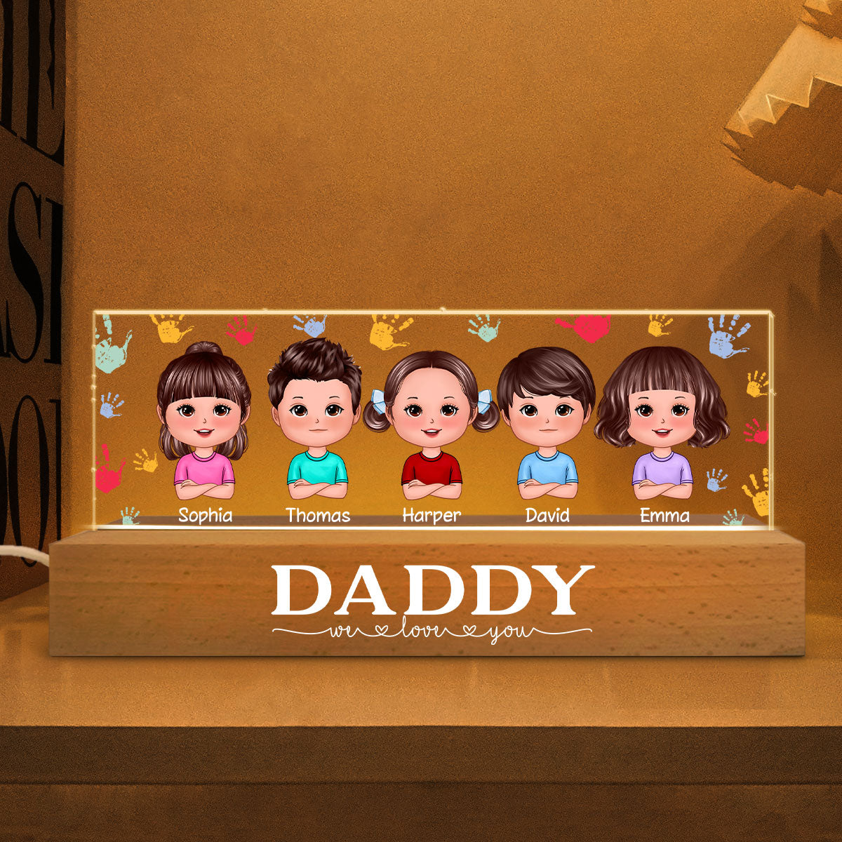 Daddy Grandpa We Love You Doll Kids Personalized Acrylic Block LED Night Light