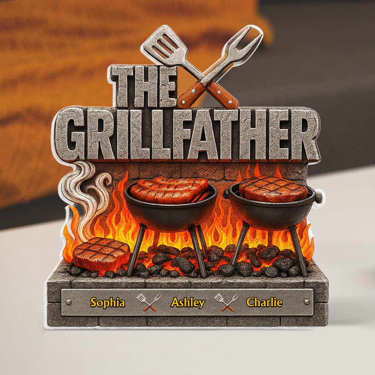 The Grillfather Personalized Custom Shaped Acrylic Block,  gift