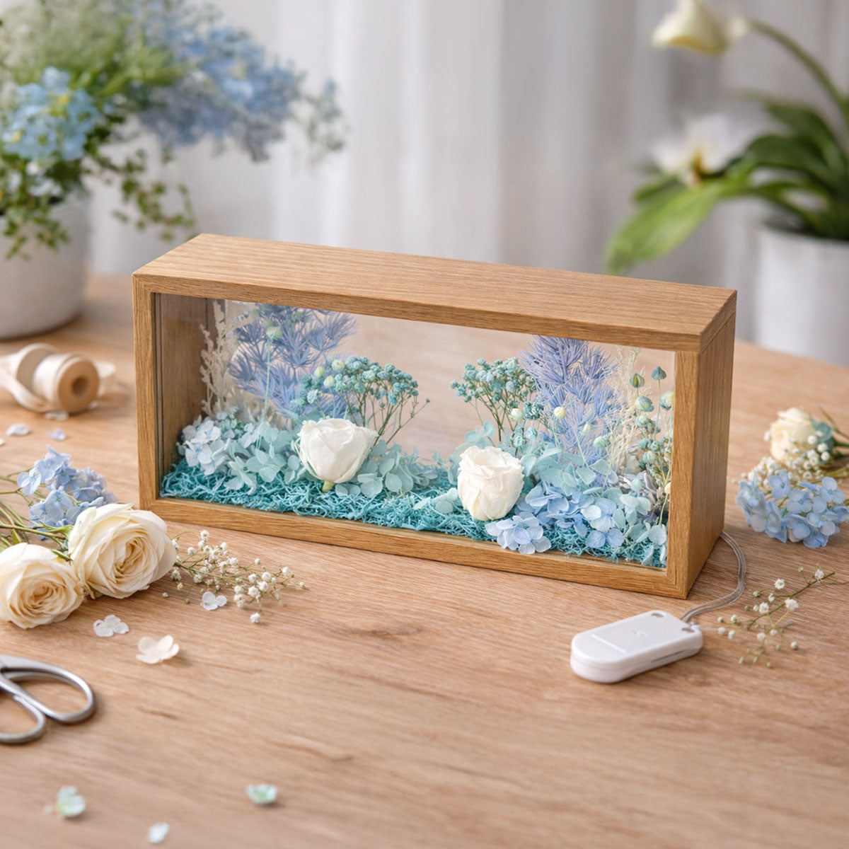 Eternal Love Back View Couple - Personalized DIY Flower Shadow Box LED Night Light - Gift For Couple, For Him, For Her
