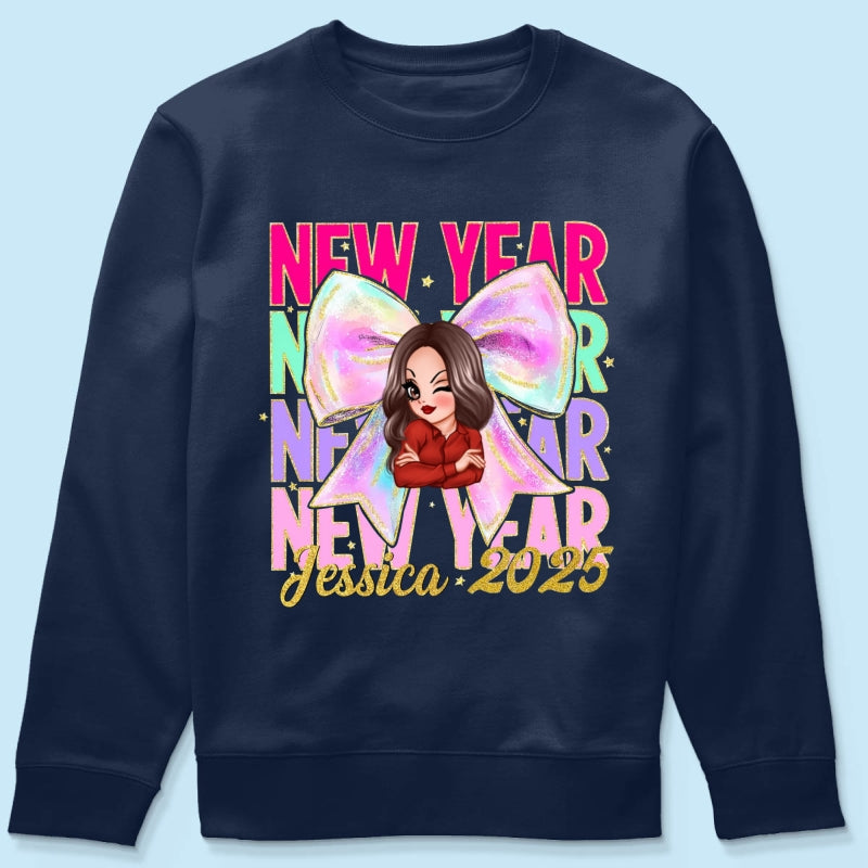 New year Coquette 2025, Happy New Year 2025 Retro Personalized Shirt, 12 New Chapters