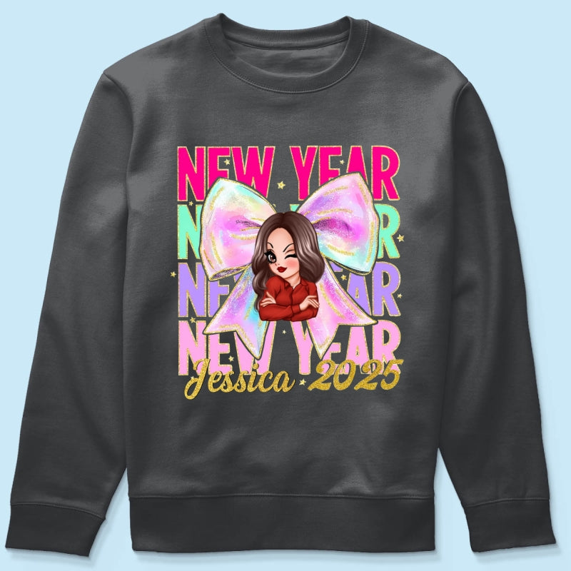 New year Coquette 2025, Happy New Year 2025 Retro Personalized Shirt, 12 New Chapters