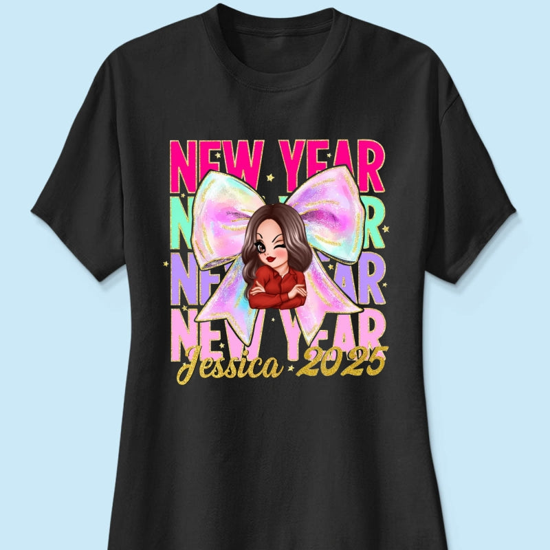 New year Coquette 2025, Happy New Year 2025 Retro Personalized Shirt, 12 New Chapters