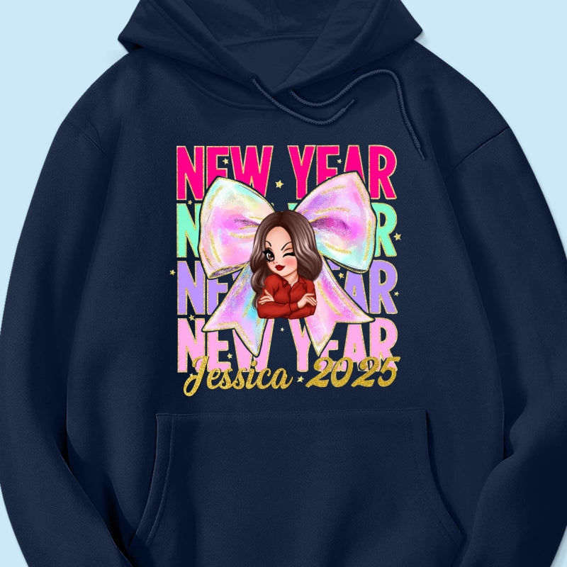 New year Coquette 2025, Happy New Year 2025 Retro Personalized Shirt, 12 New Chapters