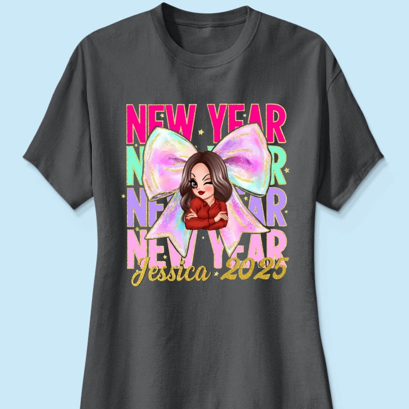 New year Coquette 2025, Happy New Year 2025 Retro Personalized Shirt, 12 New Chapters
