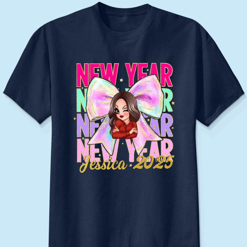 New year Coquette 2025, Happy New Year 2025 Retro Personalized Shirt, 12 New Chapters