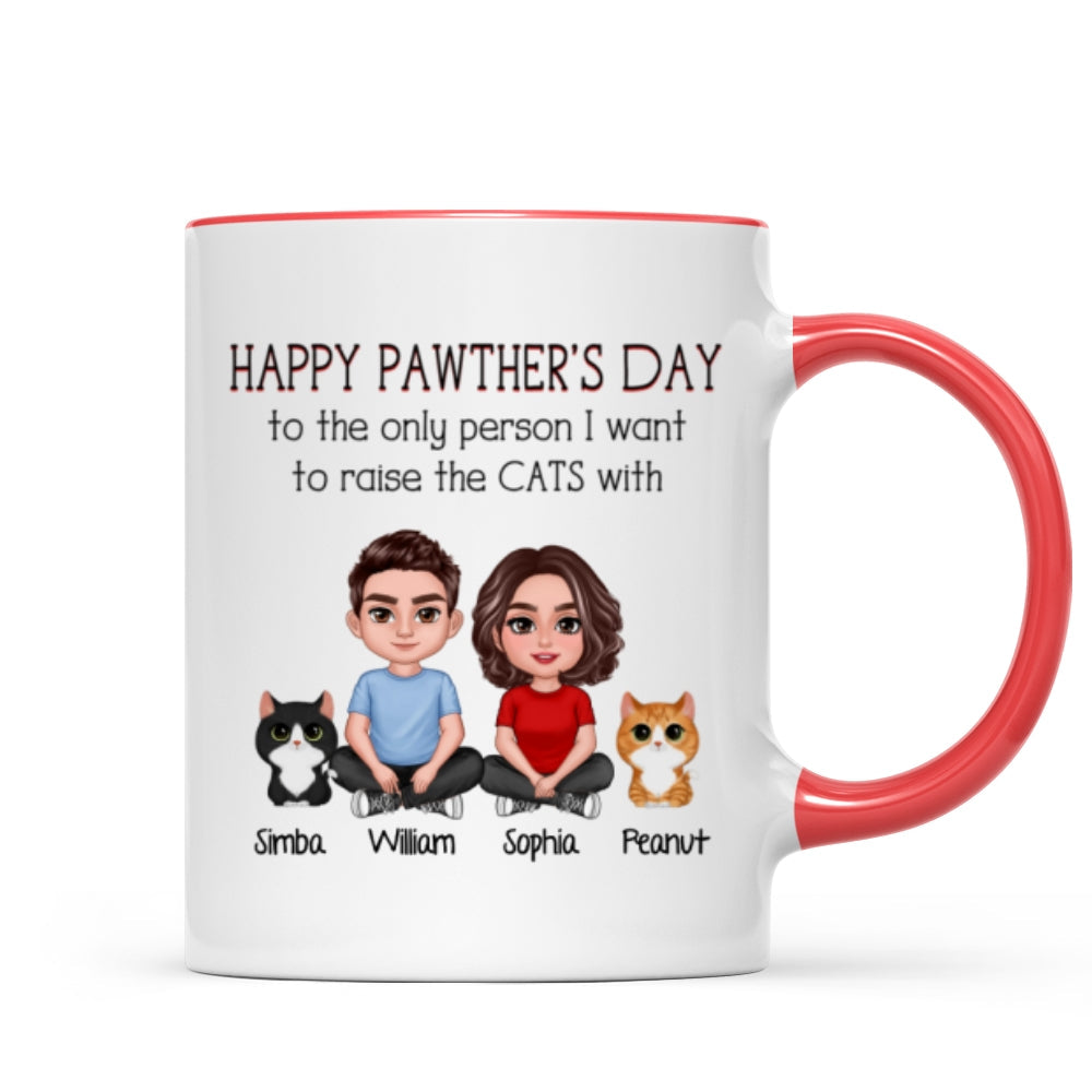 Happy Pawther‘s Day To The Person I Want To Raise A Dog Cat With Crossed Legs Couple Personalized Mug, Father‘s Day Gift For Dog Cat Dad