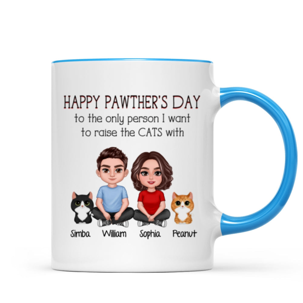 Happy Pawther‘s Day To The Person I Want To Raise A Dog Cat With Crossed Legs Couple Personalized Mug, Father‘s Day Gift For Dog Cat Dad