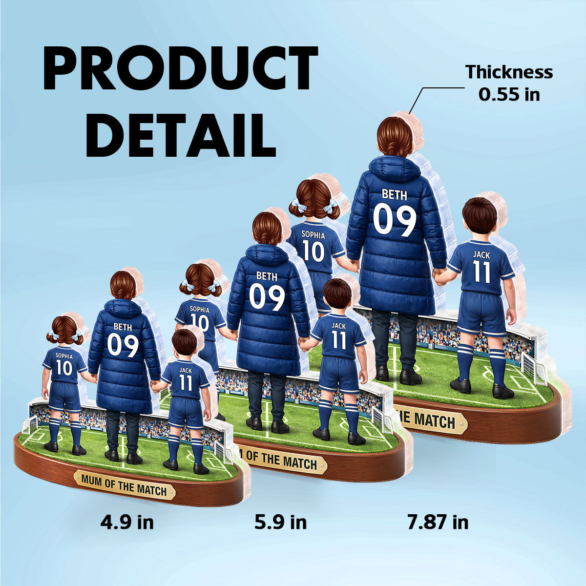 Mum Of The Match - Personalised Acrylic Block Plaque - Gift For Football Mum