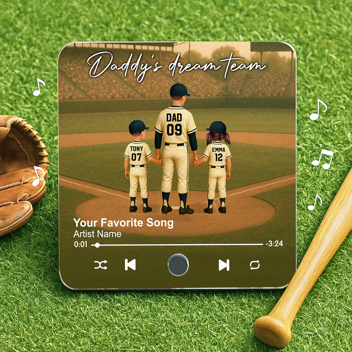 We Caught The Best Dad Man & Kids Standing Personalized Music Fridge Magnet