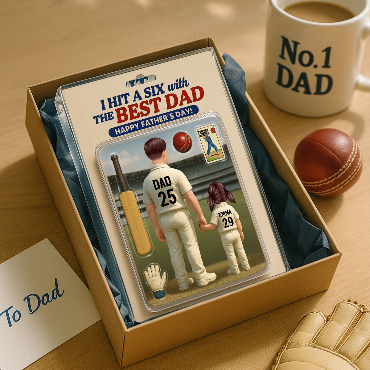 Hit A Six With The Best Dad Cricket Dad - Personalized Acrylic Block Plaque -  Gift