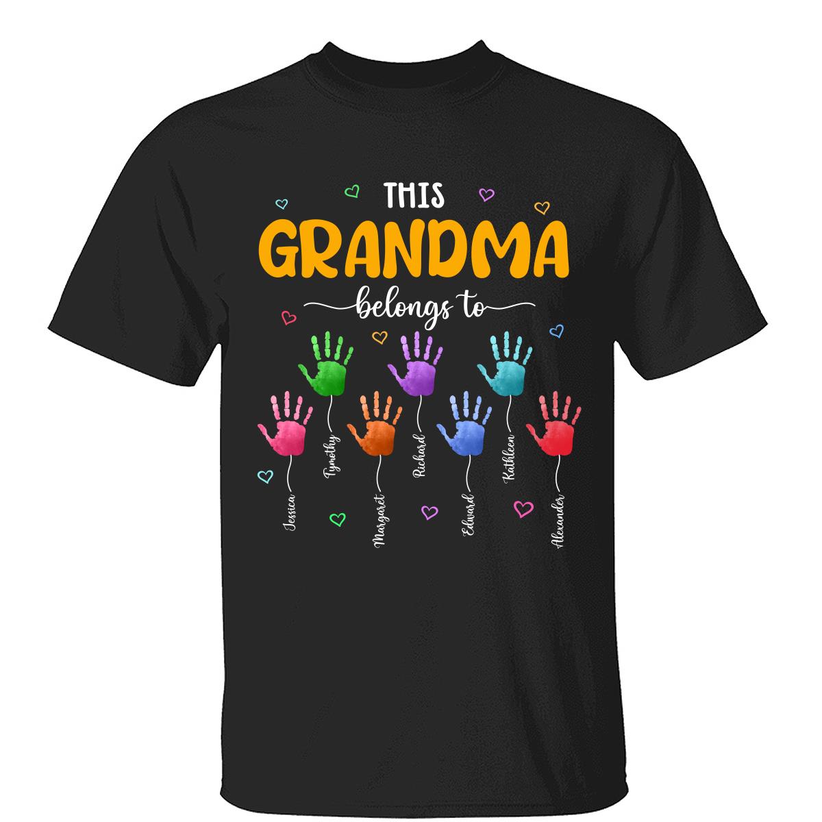 This Grandma Belongs To Colorful Hand Print Personalized Shirt