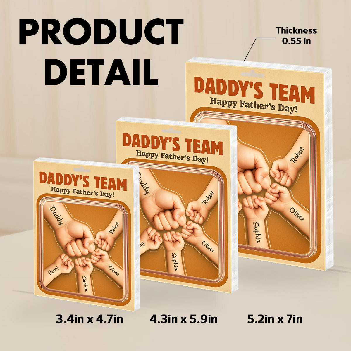 Daddy Team Fist Bump Custom Figure Personalized Acrylic Block Plaque,  gift