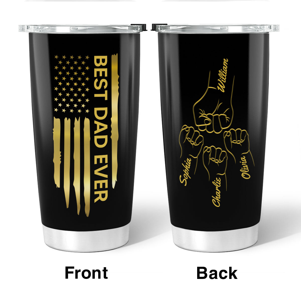 Best Dad Papa Grandpa Ever Fist Bump Outline Nation Flag Father‘s Day Gift For Husband Father Figures Personalized Tumbler