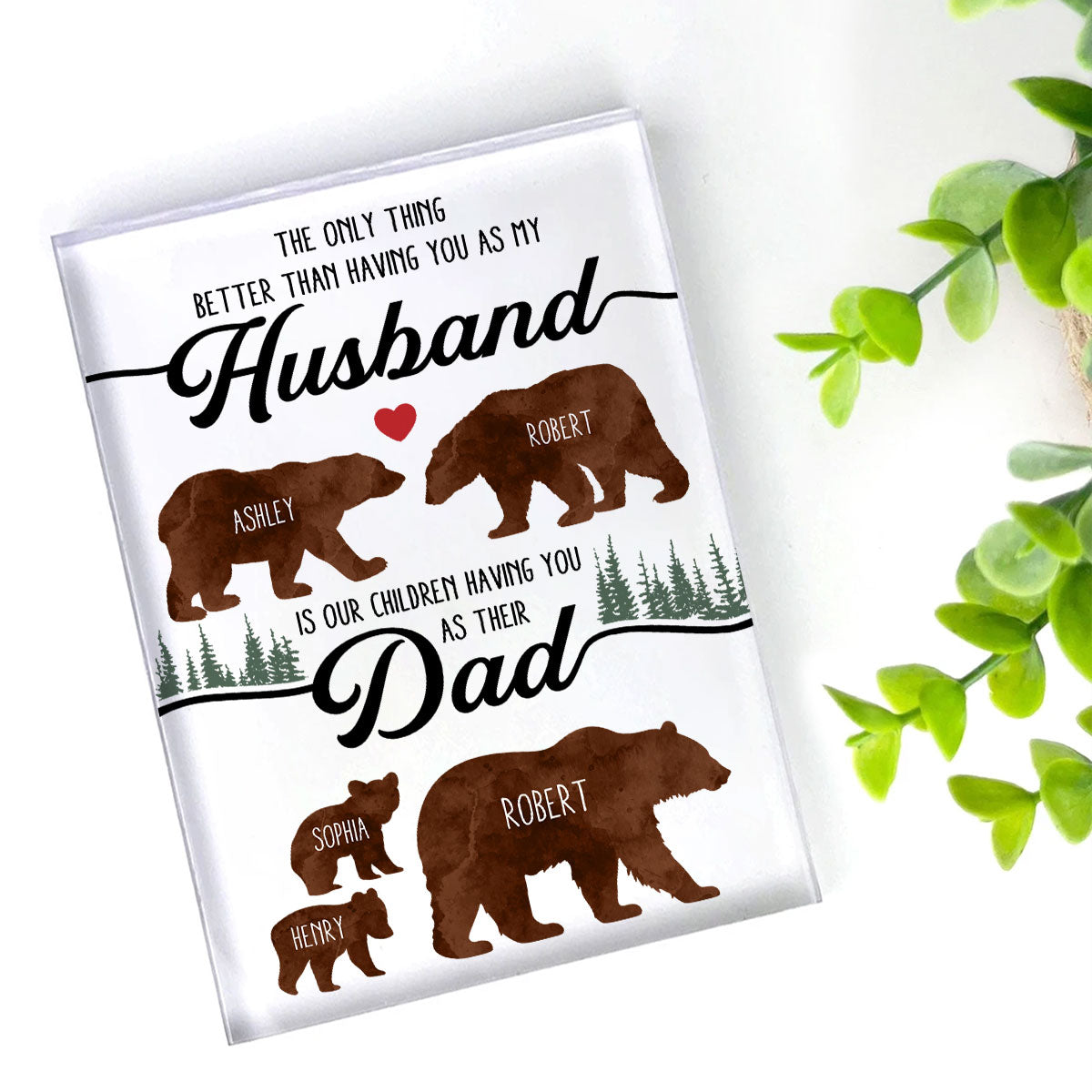 Bear Family Personalized Acrylic Block,  gift for Husband