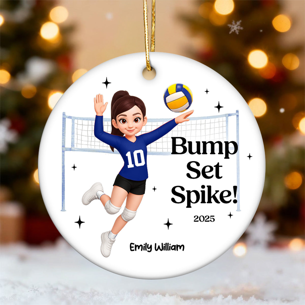Love At First Spike Volleyball Player - Personalized Ceramic Ornament - Christmas Gift For Volleyball Players