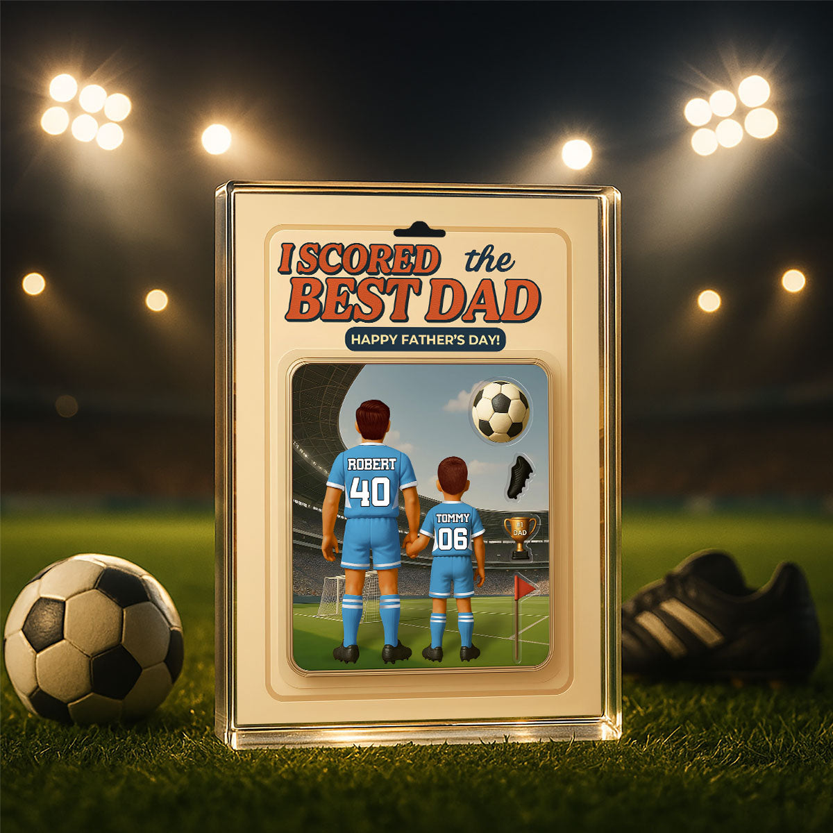 I Scored the Best Dad Football Custom Action Figure Personalized Acrylic Block Plaque,  Gift for Dad, Gift for Husband