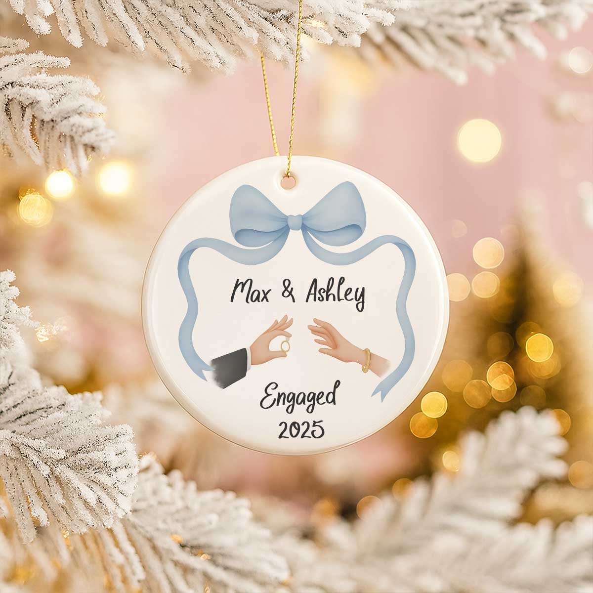First Christmas Engaged Ornament, Personalized Engagement Gift for Couples, Custom Engagement Christmas Keepsake