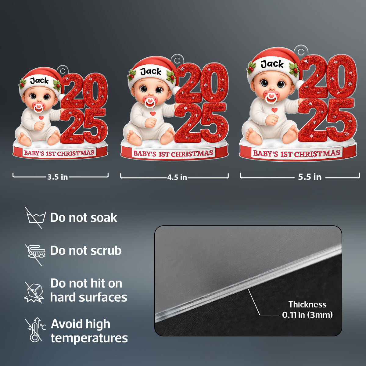 Baby's 1st Christmas 2025 - Personalized Acrylic Ornament - Unique Christmas Gift For New Parent, Newborn Keepsake