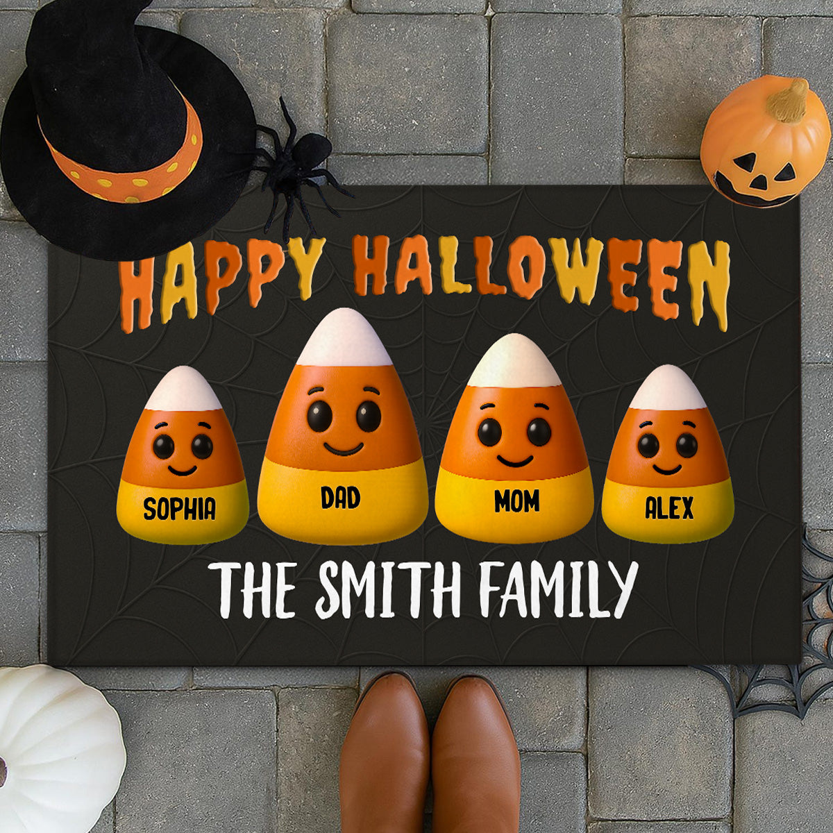 3D Effect Halloween Cute Funny Candy Family Personalized Doormat
