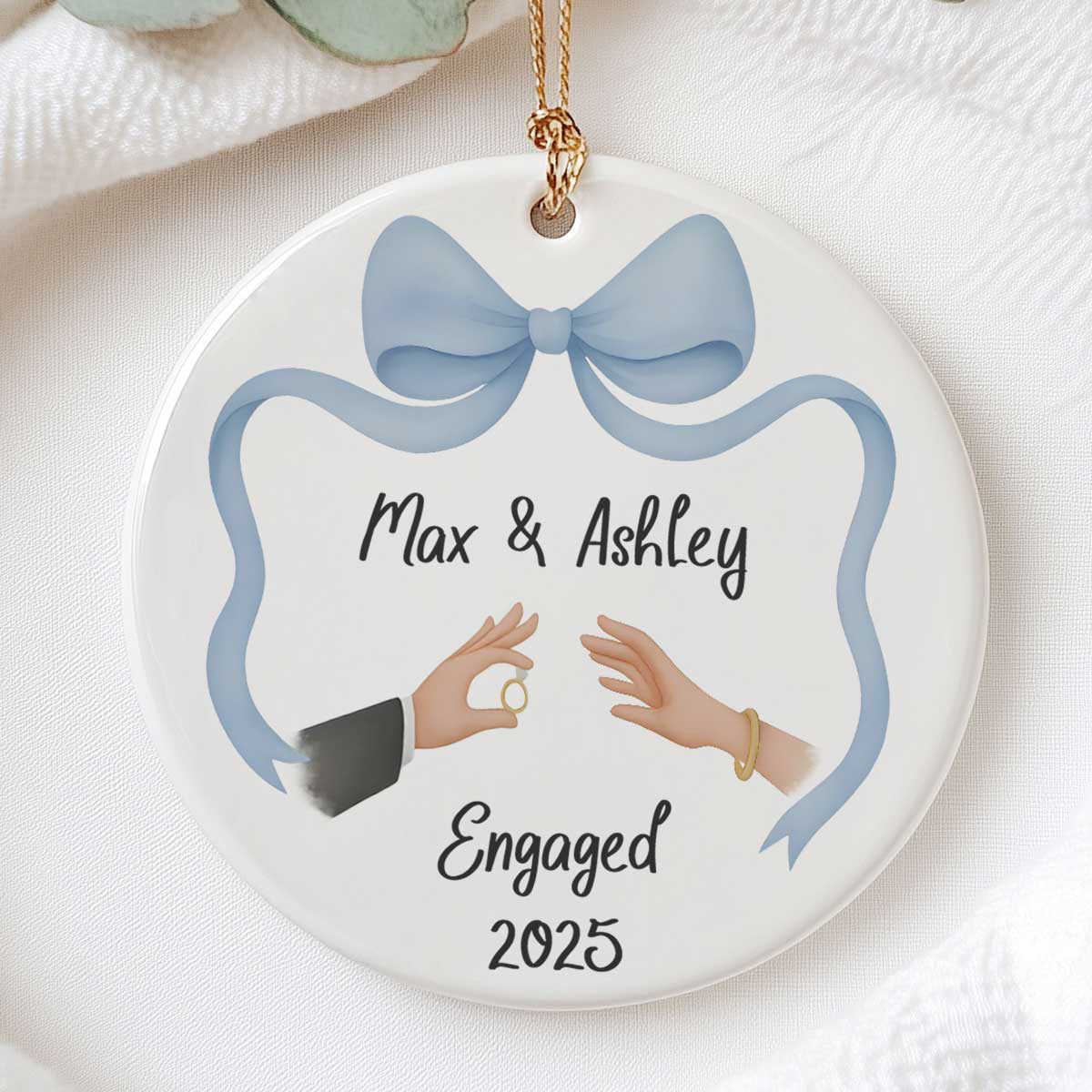 First Christmas Engaged Ornament, Personalized Engagement Gift for Couples, Custom Engagement Christmas Keepsake