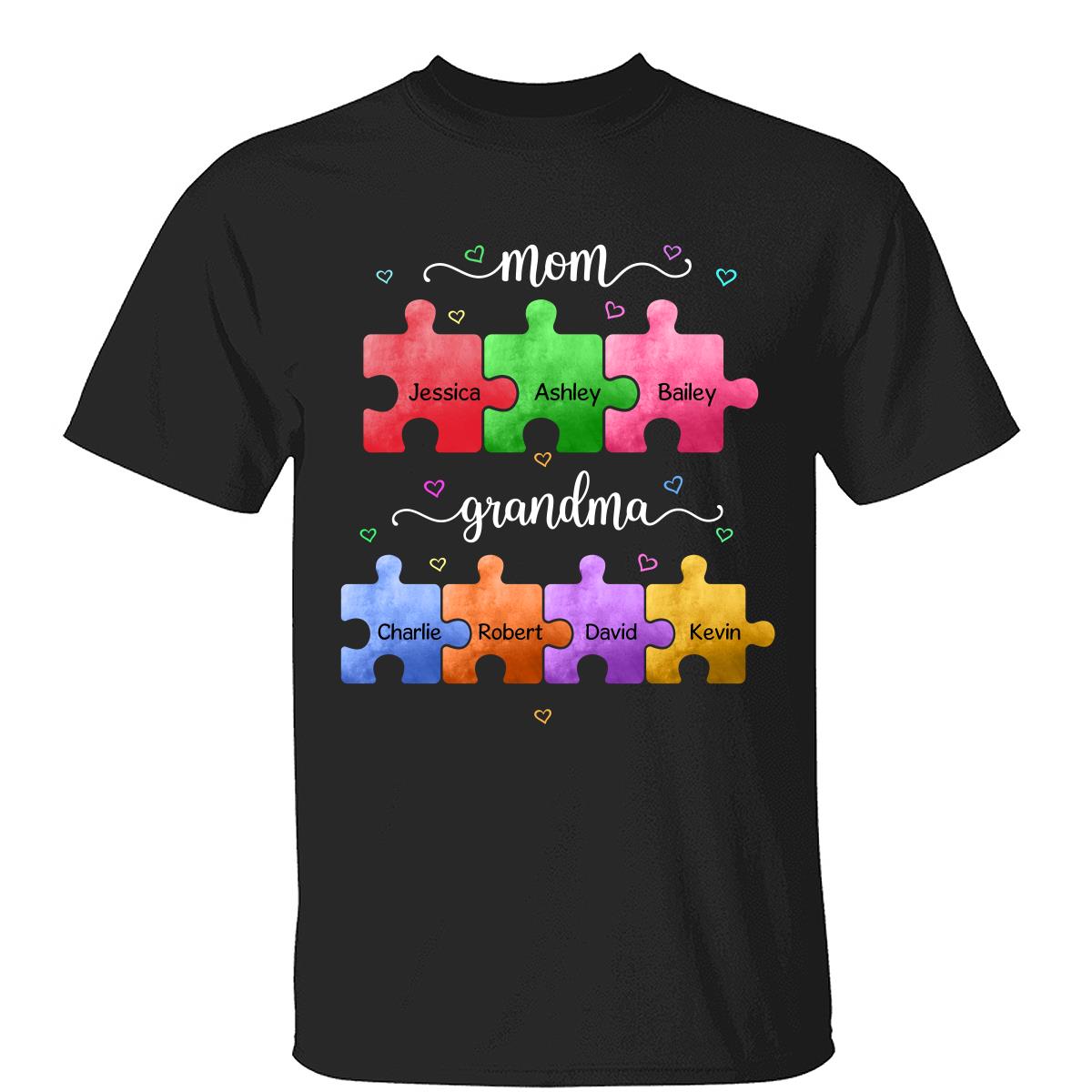Mom Grandma Colorful Puzzle Gift For Grandma Personalized Shirt