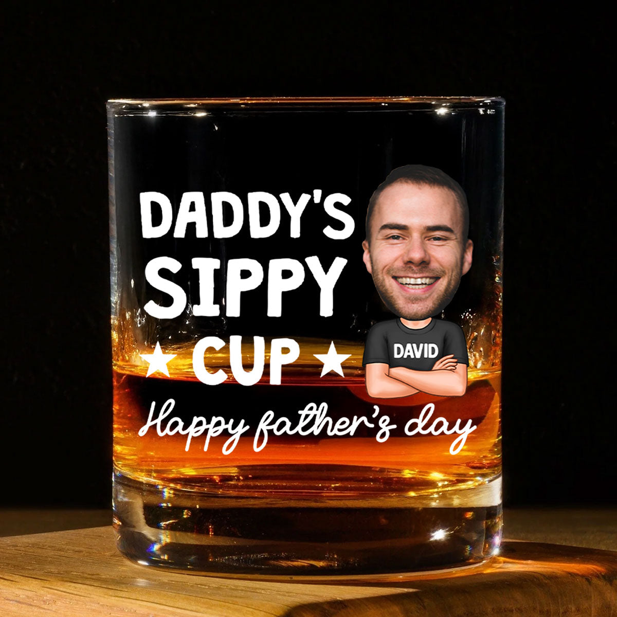 Daddy's Sippy Cup Happy Father's Day Personalized Whiskey Glass, Gift For Dad