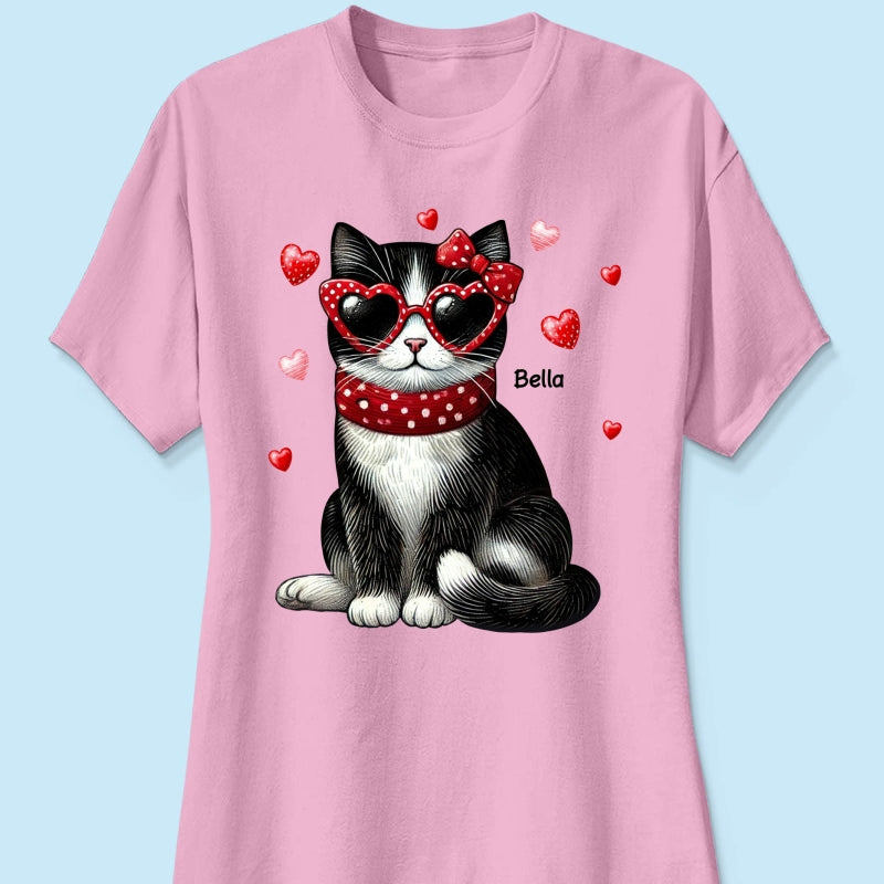 Retro Coquette Cat Sitting Sweatshirt, Personalized Sweatshirt For Cat Moms