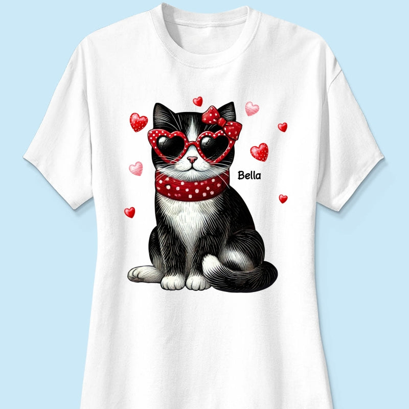 Retro Coquette Cat Sitting Sweatshirt, Personalized Sweatshirt For Cat Moms
