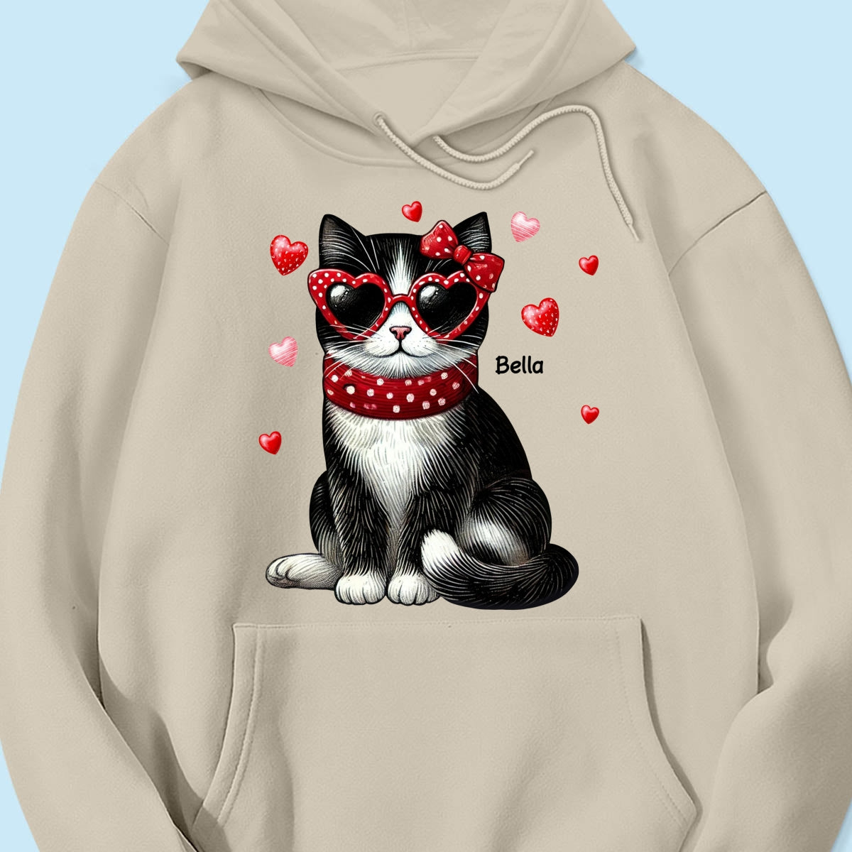 Retro Coquette Cat Sitting Sweatshirt, Personalized Sweatshirt For Cat Moms