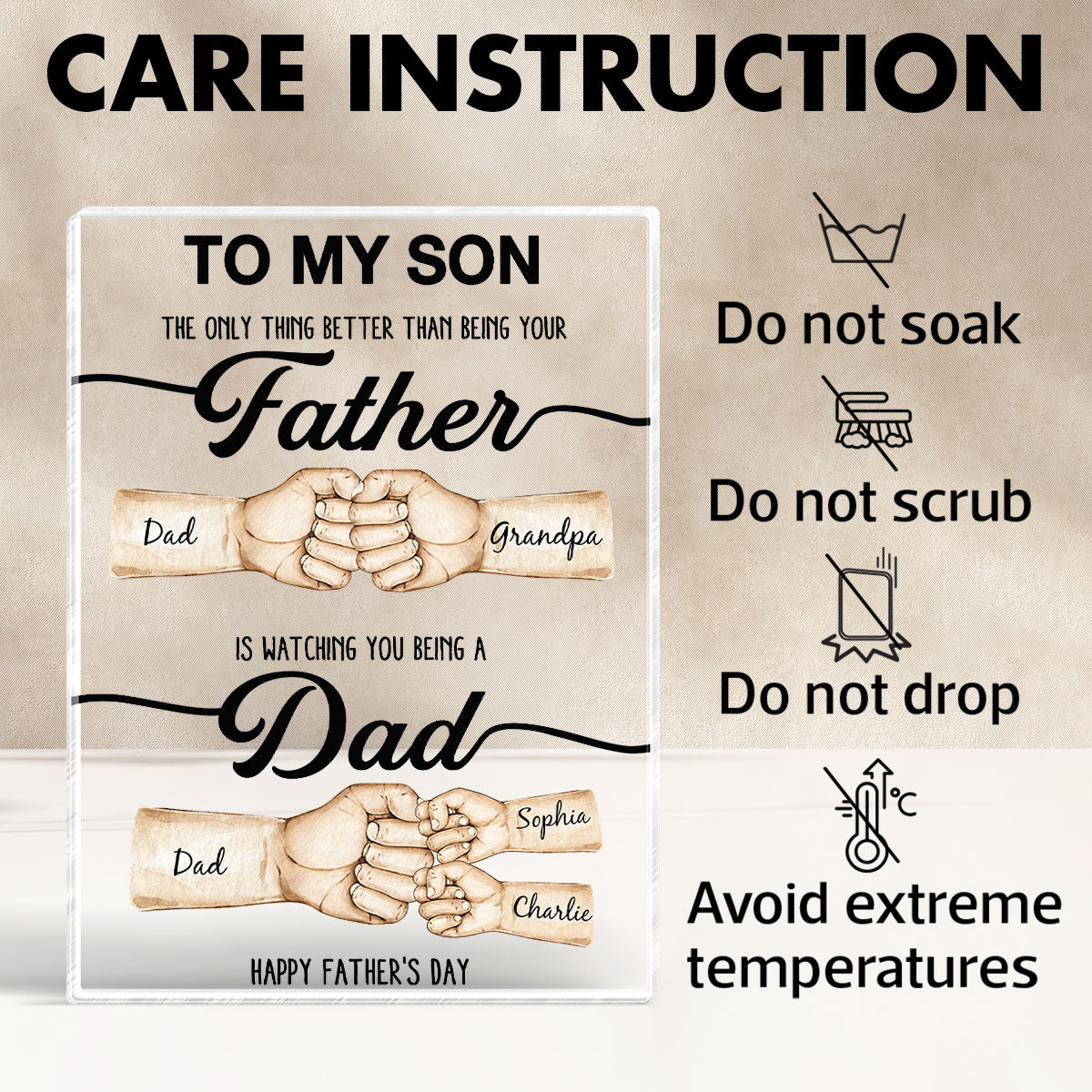 The Only Thing Better Than Being Your Father Fist Bump Personalized Acrylic Block,  gift for Son from Dad