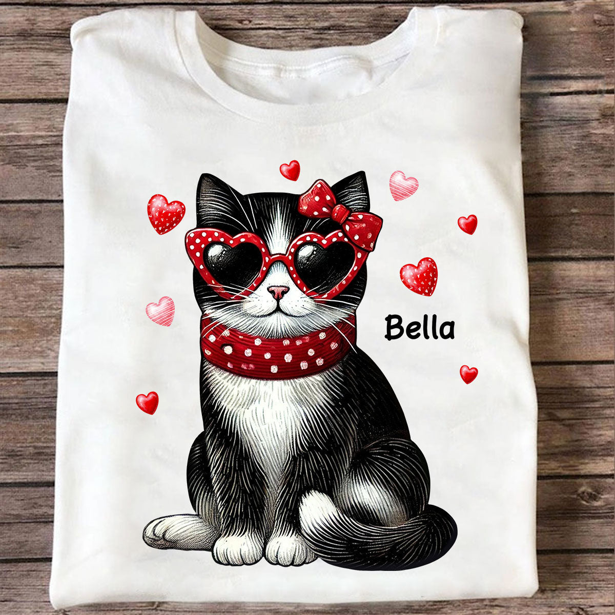 Retro Coquette Cat Sitting Sweatshirt, Personalized Sweatshirt For Cat Moms