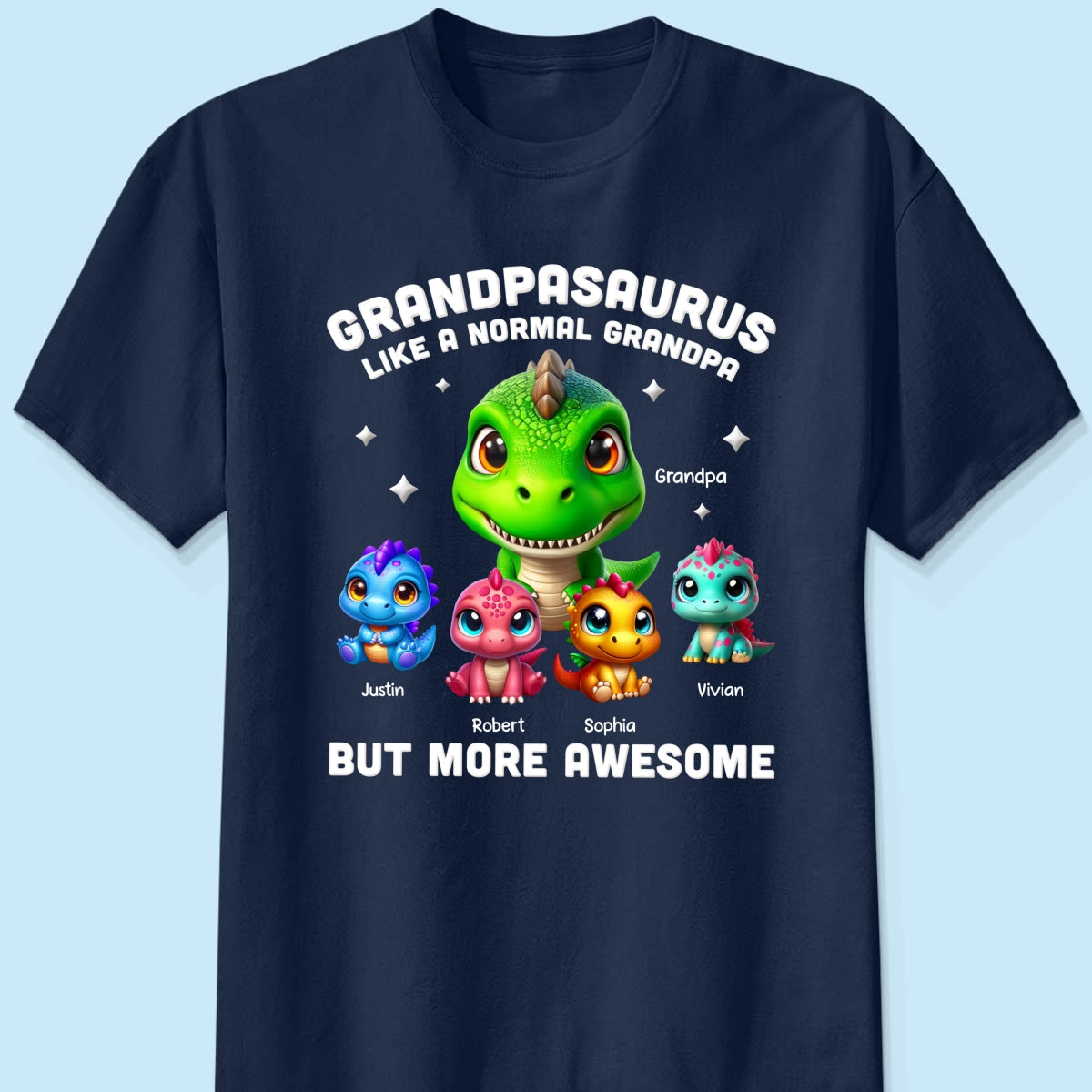Daddysaurus Grandpasaurus 3D Dinosaurs Personalized Shirt, Father's Day Gift For Dad, For Grandpa