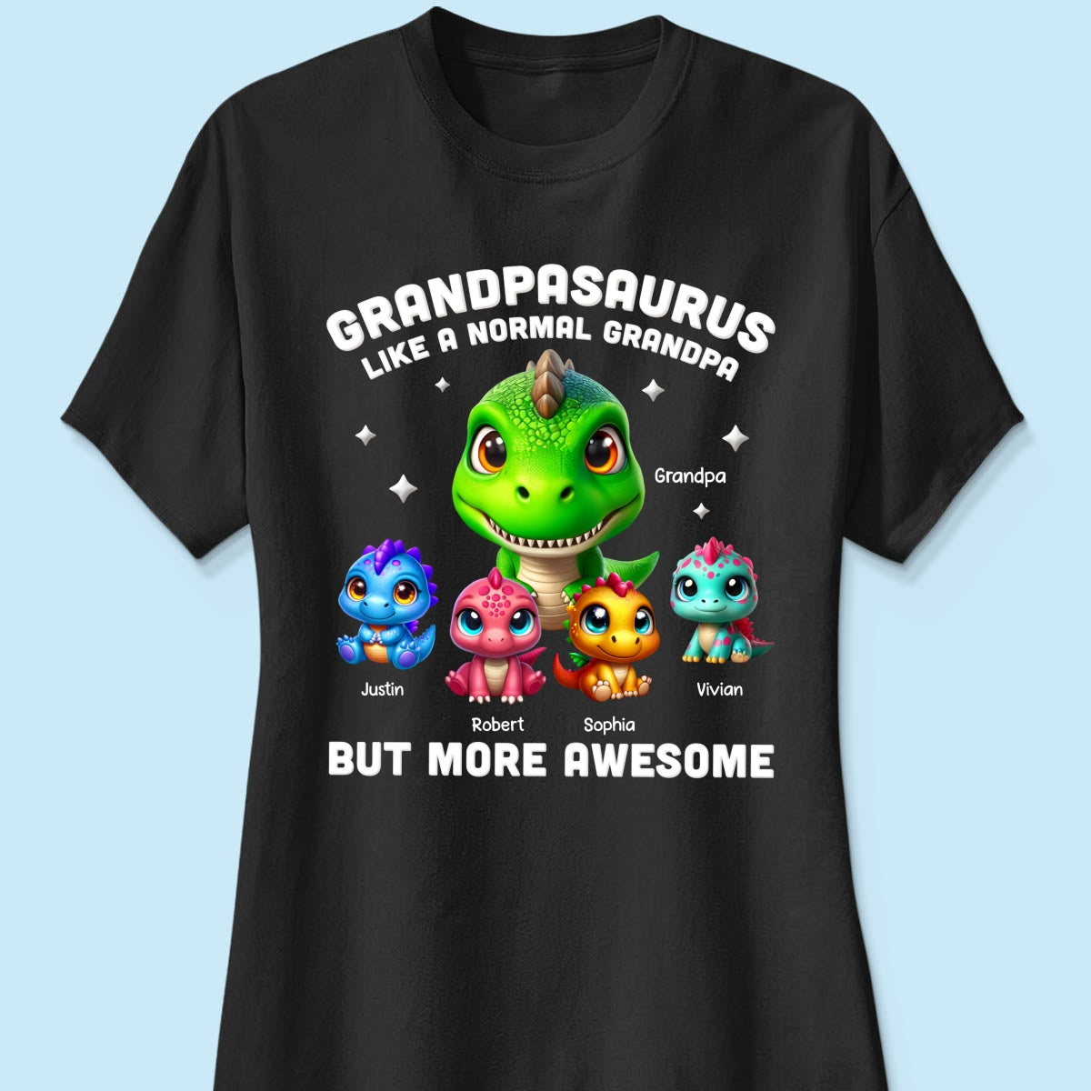 Daddysaurus Grandpasaurus 3D Dinosaurs Personalized Shirt, Father's Day Gift For Dad, For Grandpa