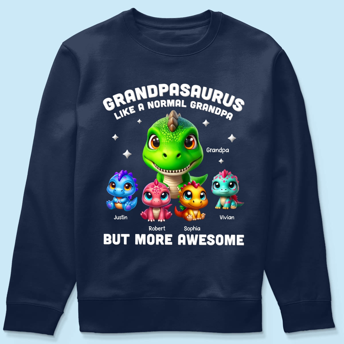 Daddysaurus Grandpasaurus 3D Dinosaurs Personalized Shirt, Father's Day Gift For Dad, For Grandpa