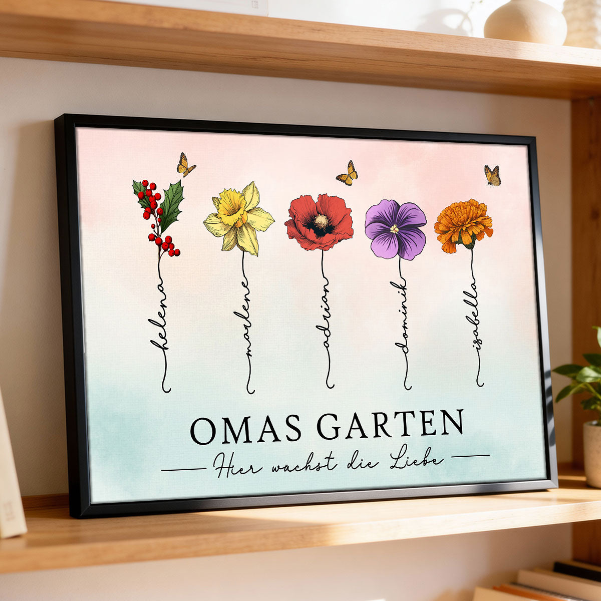 Omas Garten mit Geburtsblumen – Personalisiertes Poster – Muttertagsgeschenk fr Oma