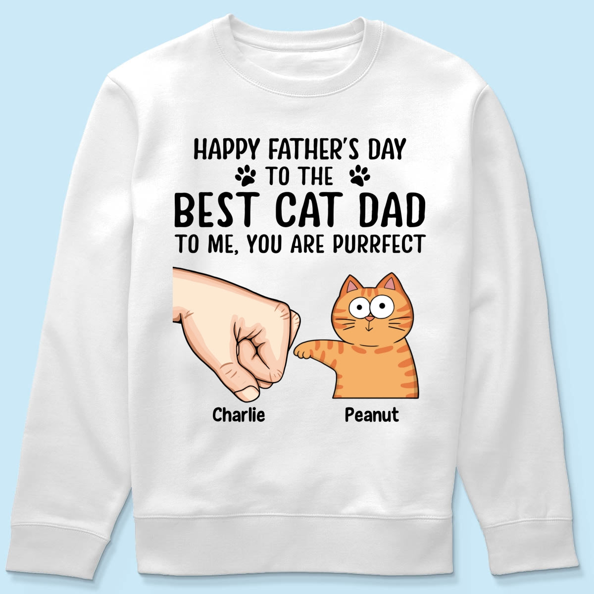 Happy Father‘s Day To The Best Cat Dad Personalized Shirt, Father's Day Gift For Cat Dad, Husband, Boyfriend