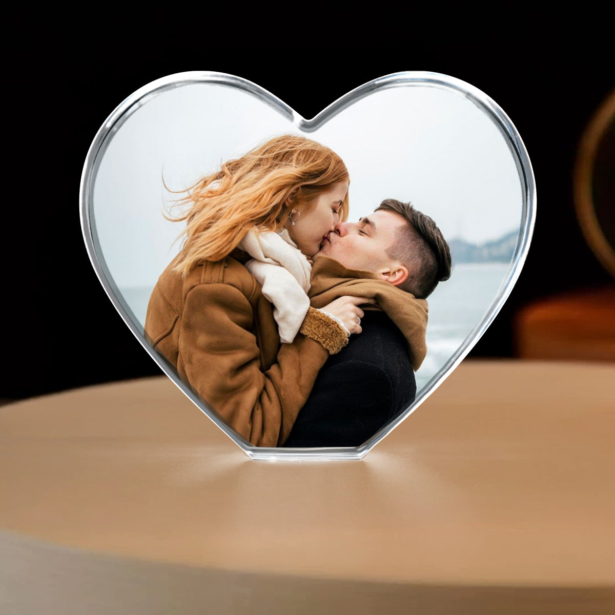 Personalized Photo Print Premium Crystal Heart Led, Created in a Moment, Treasured forever,  gift for him, gift for her - Free Shipping included