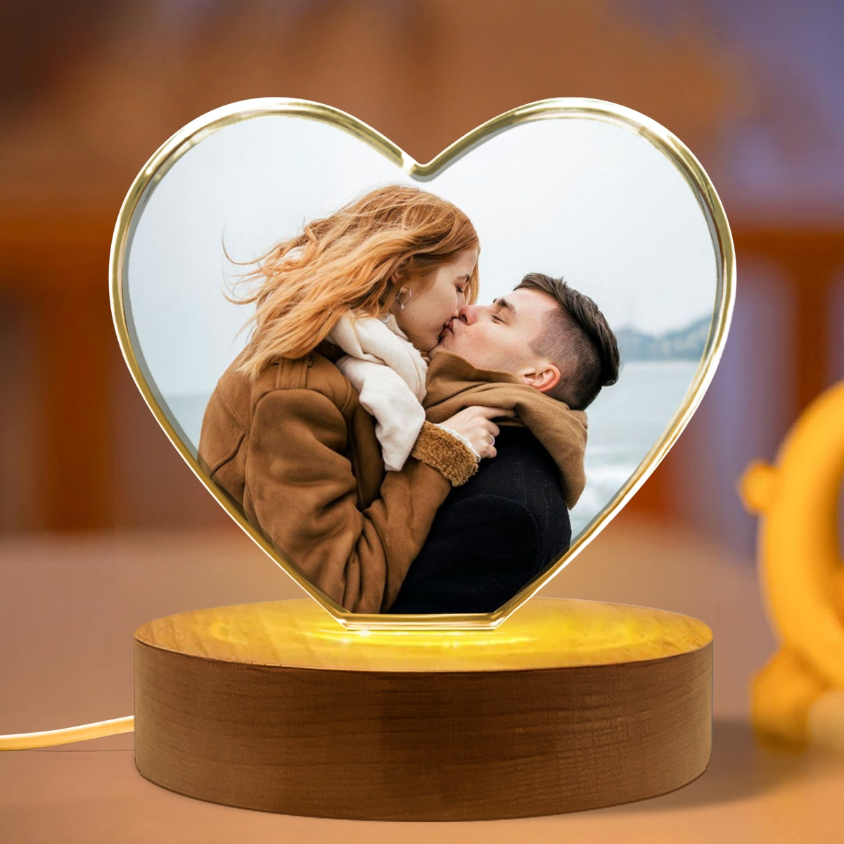 Personalized Photo Print Premium Crystal Heart Led, Created in a Moment, Treasured forever,  gift for him, gift for her - Free Shipping included