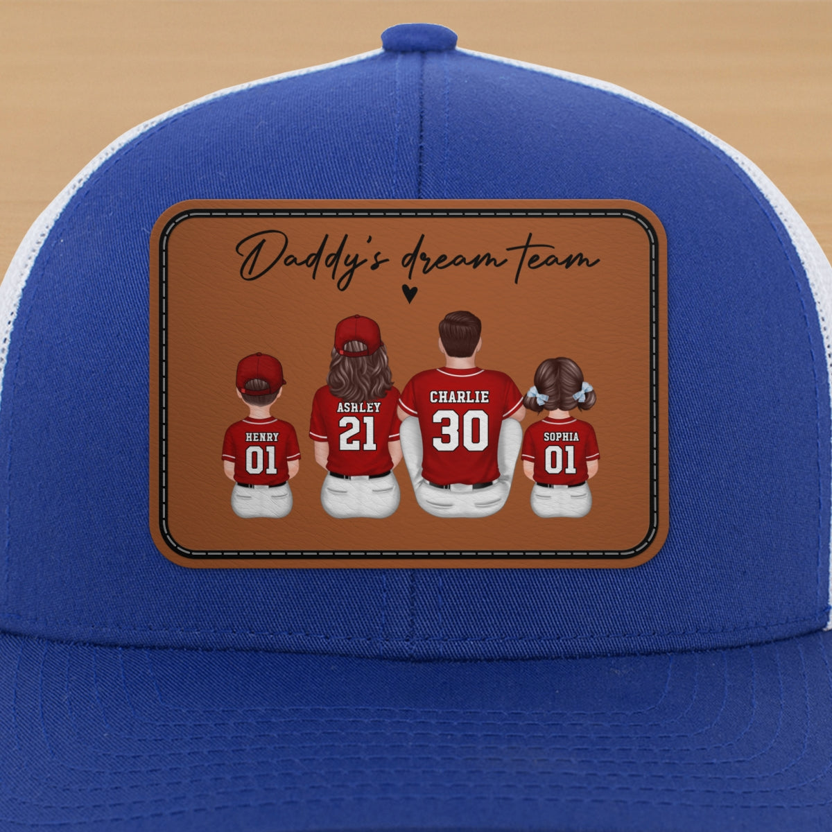 Daddy's Dream Team Personalized Trucker Hat, Father's Day Snapback Baseball Hat Gift for Baseball Dads