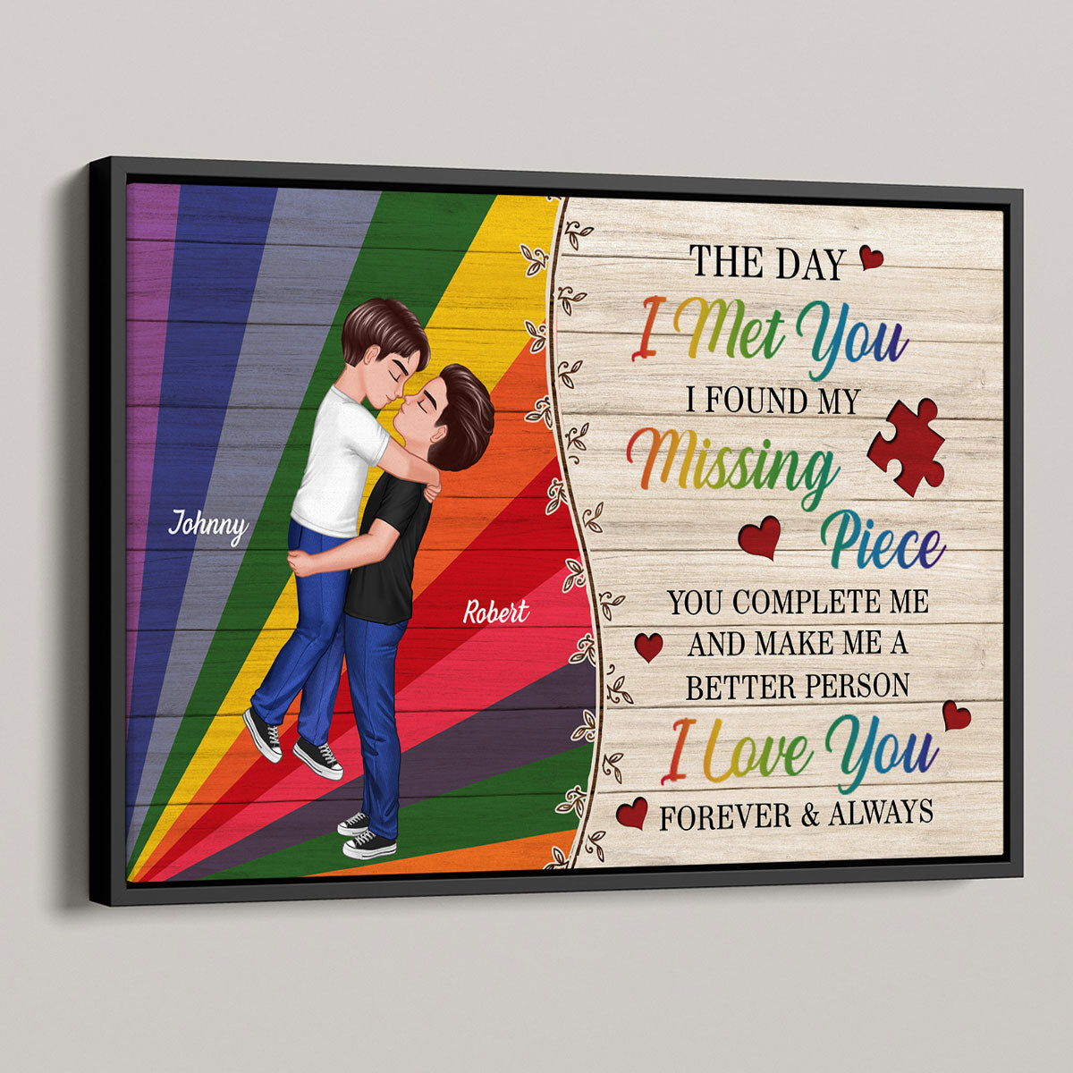 Colorful Wood Pallets The Day I Met You Gay Couple LGBT Personalized Poster, Pride Month Gift
