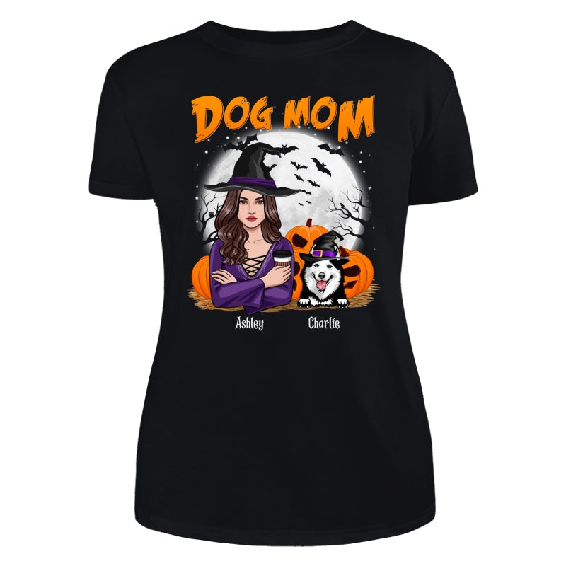 Dog Mom Halloween Woman Front View Vector Personalized Shirt