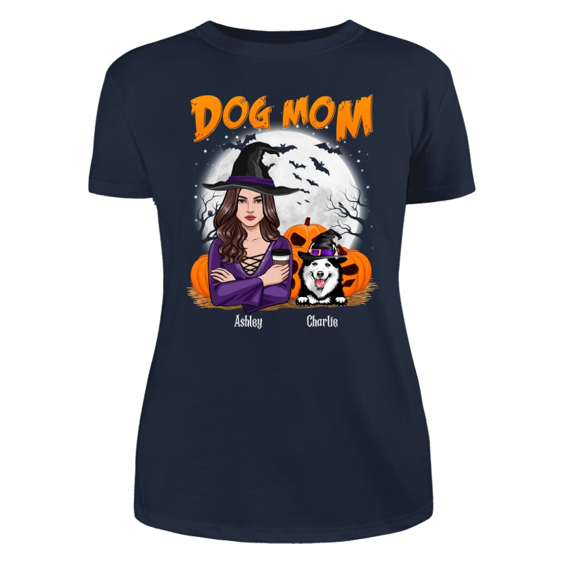 Dog Mom Halloween Woman Front View Vector Personalized Shirt