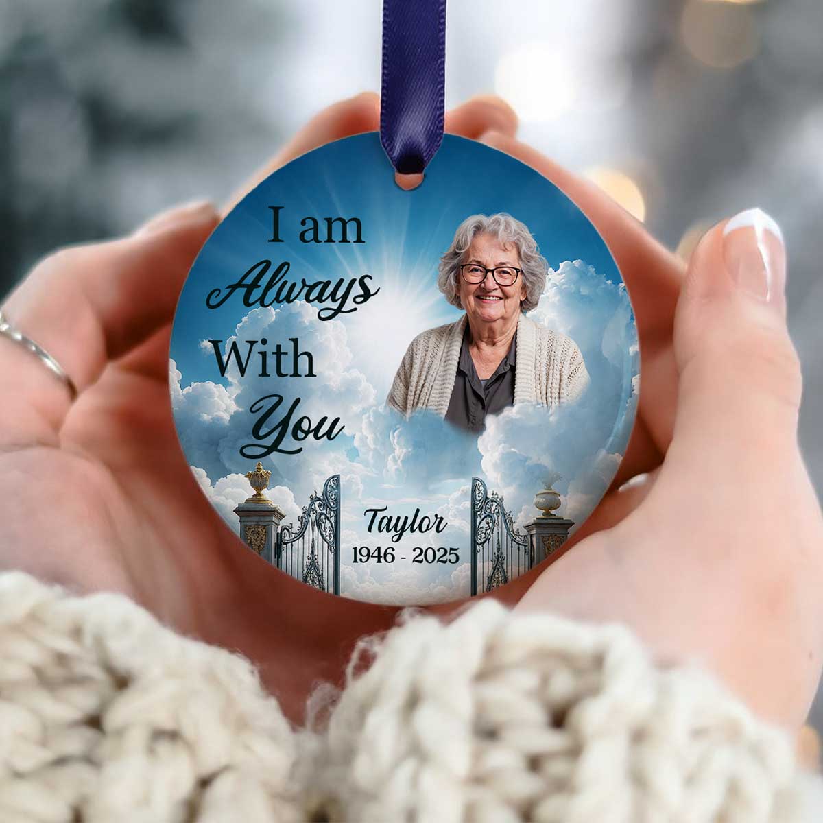 Golden Gate to Heaven Memorial Personalized Ceramic Ornament, Sympathy Remembrance Keepsake