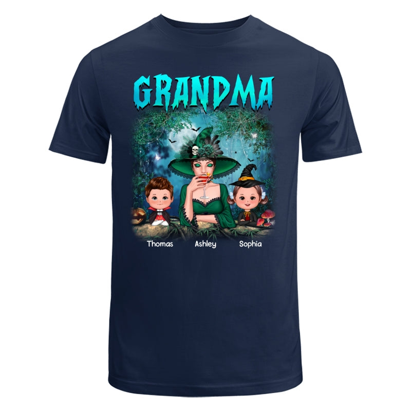 Grandma Grandkids Halloween Moon In Forest Personalized Shirt