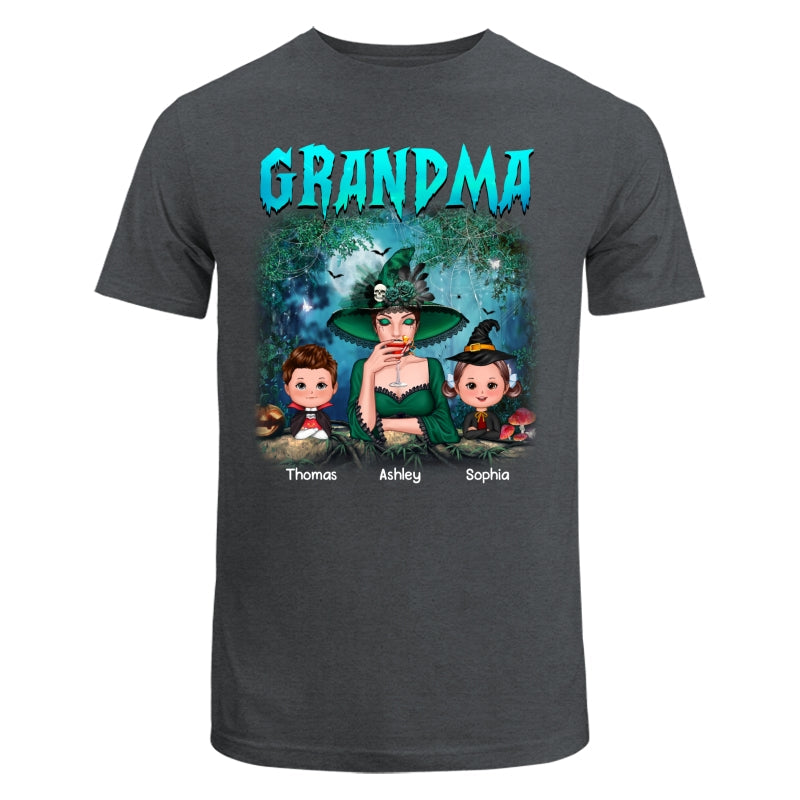 Grandma Grandkids Halloween Moon In Forest Personalized Shirt