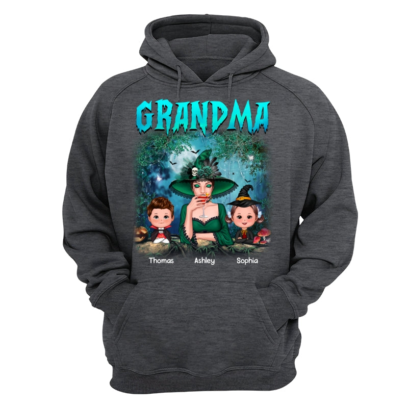 Grandma Grandkids Halloween Moon In Forest Personalized Shirt
