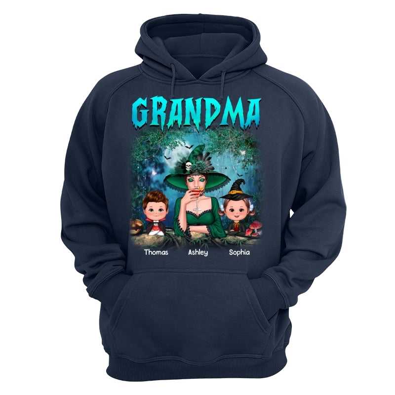 Grandma Grandkids Halloween Moon In Forest Personalized Shirt