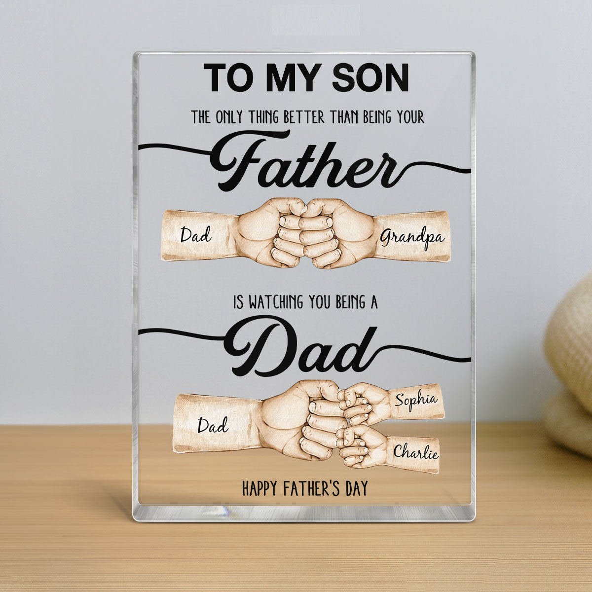The Only Thing Better Than Being Your Father Fist Bump Personalized Acrylic Block,  gift for Son from Dad