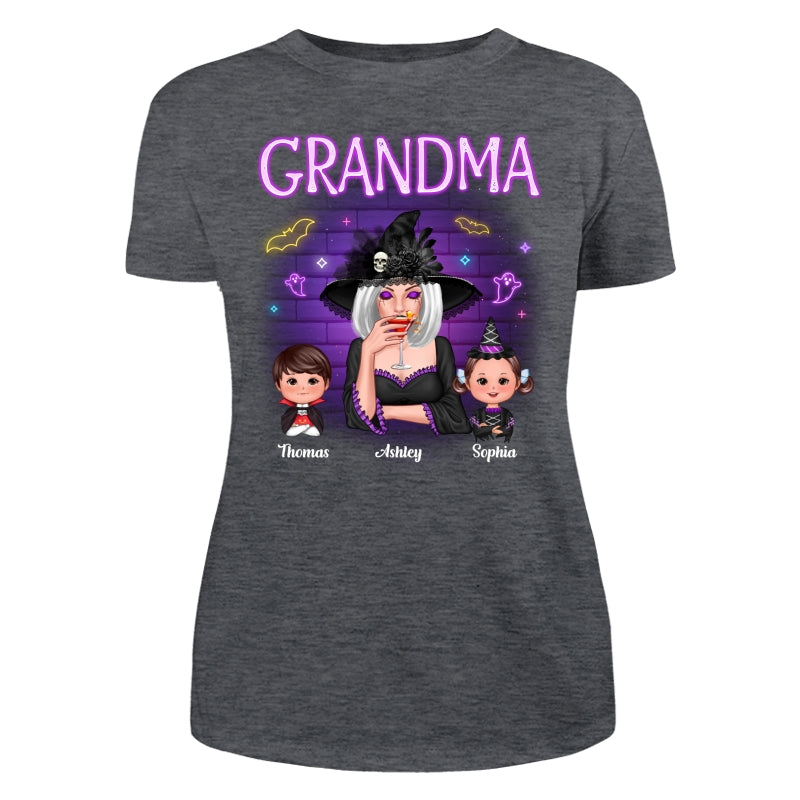 Grandma Mom Halloween Neon Light Personalized Shirt