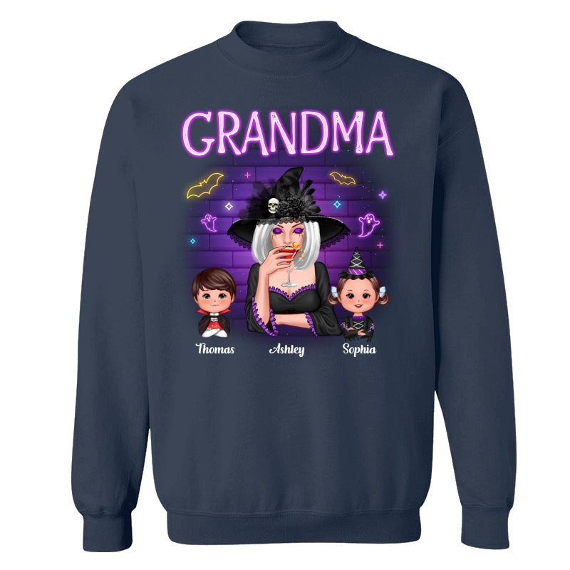 Grandma Mom Halloween Neon Light Personalized Shirt